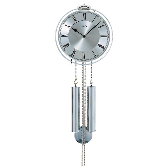 掛け時計｜AMS 掛け時計 機械式 振り子時計 アナログ シルバー ドイツ