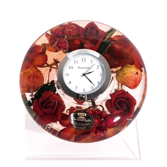 置き時計｜置き時計 ドイツ製 花のガラス時計 ギフト 贈り物 ...