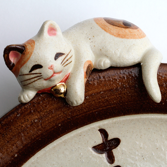 振り子時計 アナログ 招き猫 陶器 掛け時計 日本製 和風 福々招き猫 