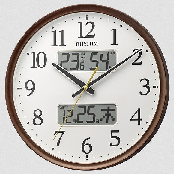 掛け時計｜リズム時計 RHYTHM 掛け時計 音がしない 連続秒針 液晶表示